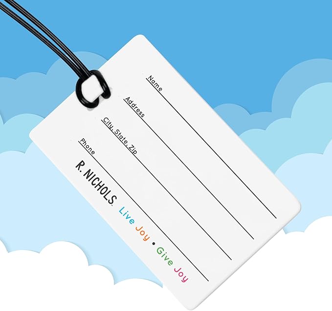 R. Nichols Dogs Luggage Tag Set - Sturdy Waterproof Plastic Travel Labels for Baggage, Suitcases, Backpacks, and Diaper Bags,