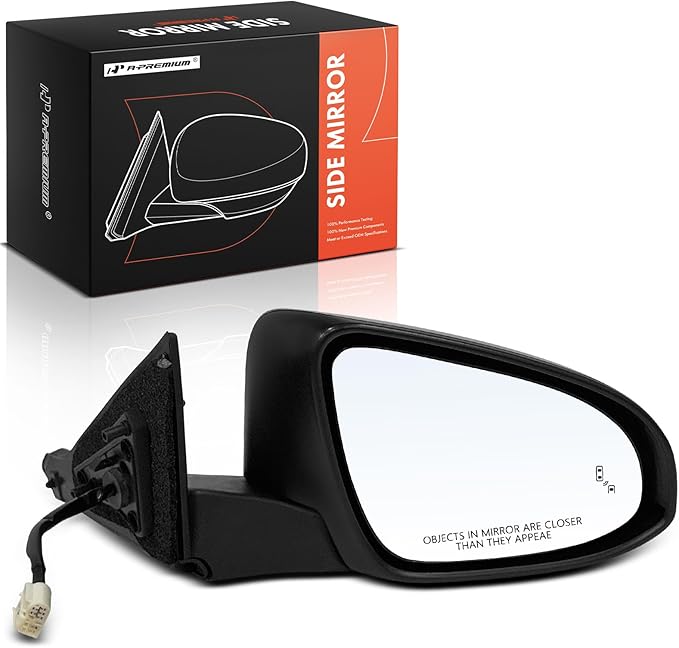 A-Premium Passenger Side Power Door Mirror - Compatible with Toyota Camry 2016 2017 - Heated Manual Folding Black Outside Rear View Mirror with Blind Spot Detection - Replace# 8790106051