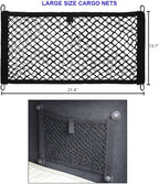 [2 Pack] JAVOedge Large Cargo Net for Car, SUV, Truck, RV, Boat – Elastic Storage Mesh Organizer with Built‑in Hooks, 8 Screws & 8 Carabiners – Heavy‑Duty Trunk Cargo Net & Vehicle Storage Bag