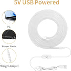 iNextStation USB LED Neon Lights Strip White, 6.6ft 5V Neon Rope Lights Waterproof Flexible Dimmable LED Neon Tape Lights for TV Backlight, Bedroom, Cabinet, Kitchen, DIY Lighting