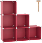 C&AHOME 6-Cube Storage Organizer, Stackable Storage Cubes Shelves, Portable Bookshelf, Plastic Clothing Storage Closet Organi