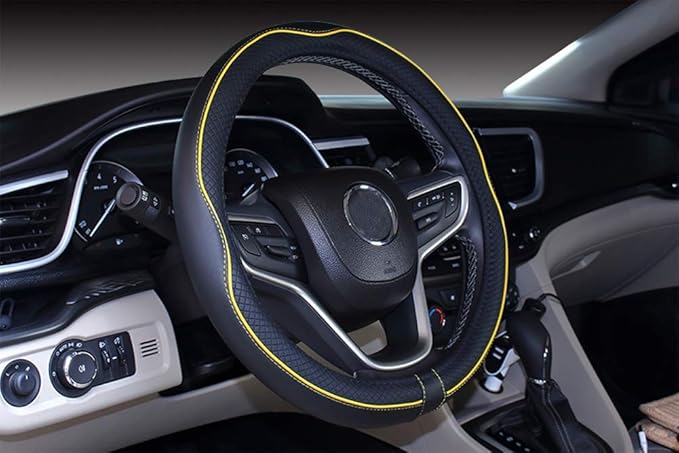 Mayco Bell 2019 New Microfiber Leather Car Extra Large Steering Wheel Cover for Big Trucks (17.5-18'', Yellow)