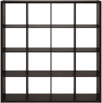 Furinno Cubicle Book Shelf, 16-Cube Bookshelf, Extra Thick Frame Reversible Bookcase with Open Back, 14.6" x 58" x 58", for L