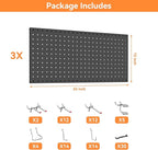 WALMANN 96 PCS Metal Pegboard with Pegboard Hooks for Wall, Garage Tools Storage Pegboard for Garage, Workbench, Peg Boards, 