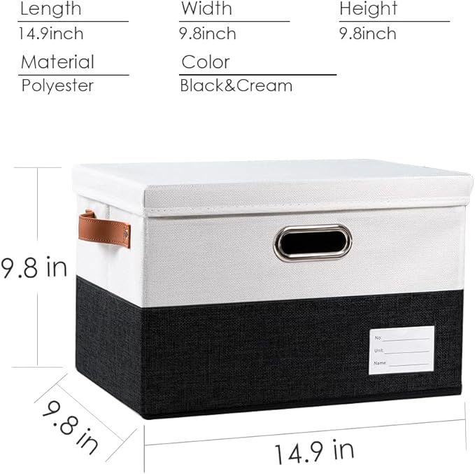 PRANDOM Foldable Storage Bins with Lids [3-Pack] Fabric Collapsible Storage Boxes Baskets Cubes Containers with Handles for C
