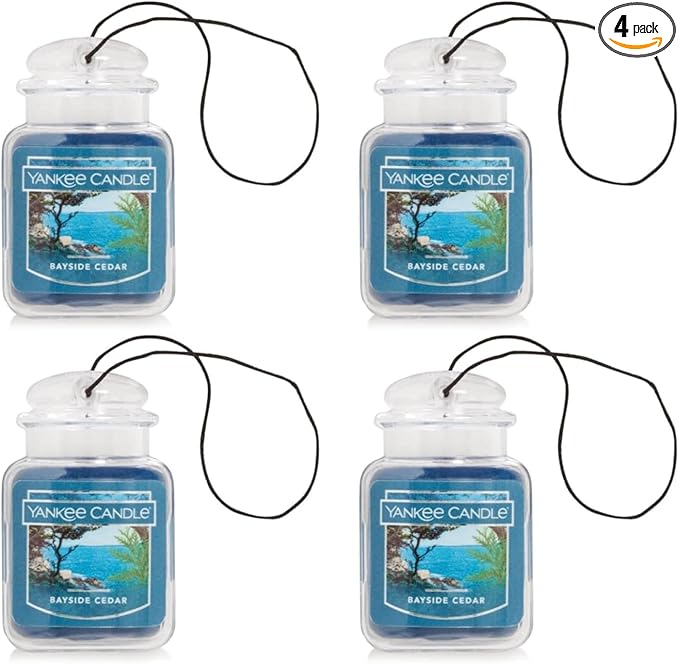 Yankee Candle Car Jar Ultimate, Bayside Cedar, 0.96 OZ (Pack of 4)