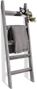 FUIN 5ft (58") Wood Blanket Ladder Living Room Decorative Wall Leaning Farmhouse Quilt Display Holder Rustic Wooden Towel Rac