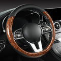 Wood Grain Steering Wheel Cover Microfiber Leather Breathable Anti Slip Universal Protector 14.5-15 inch Car Interior Accesso