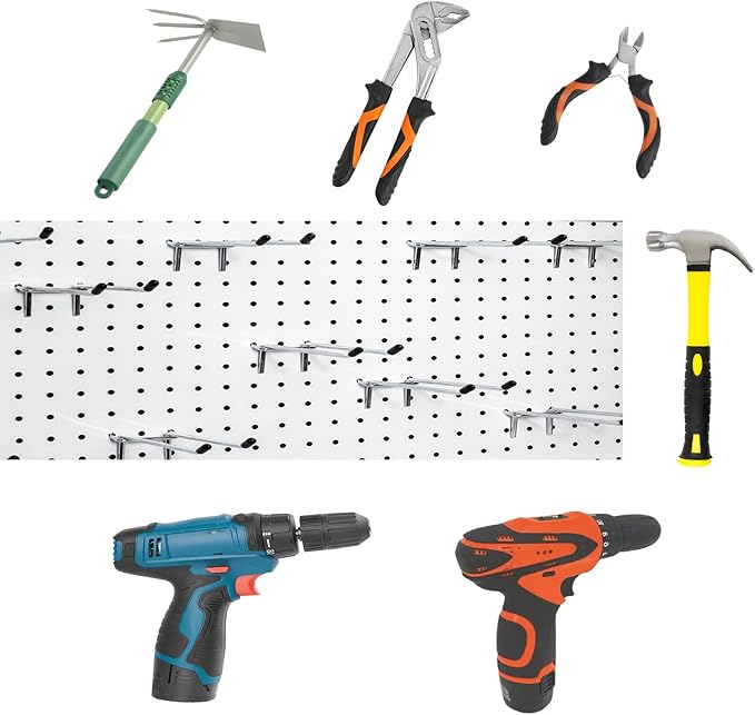 15 Pcs Double Pegboard Hooks 4 Inch, Heavy Duty Peg Board Hooks with Black Rubber Tipped, Pegboard Accessories Fit 1/4' Board