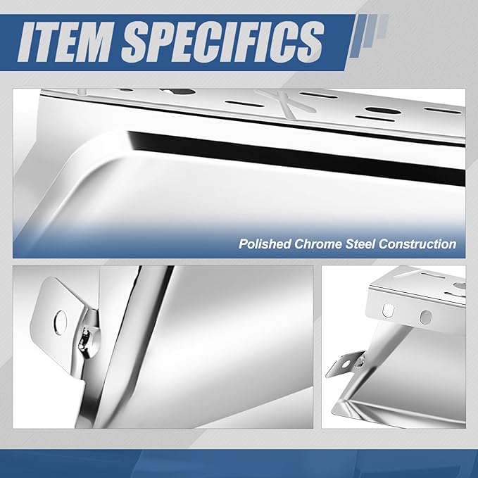 Auto Dynasty Rear Bumper End Caps Cover Compatible with 2015-2020 Ford F-150, Driver and Passenger Side, with Parking Sensor Holes, Polished Chrome