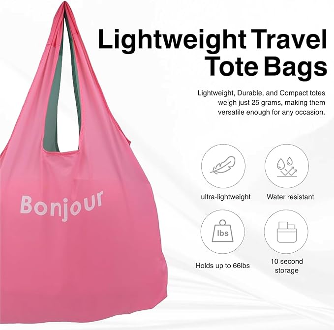 Compact Reusable Grocery Tote Bag – Lightweight, Foldable & Packable Shopping Bag for Travel