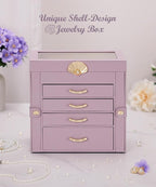 Enthralite Jewelry Box with 4 Drawers: Display Organizer for Earrings Necklaces - Gifts for Girls Women (Grey Purple)