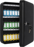 Jssmst Key Lock Box Wall Mount Security Key Storage Box, Locking Key Cabinet Wall Mount with 48 Key Hooks & Tags Key Labels, 
