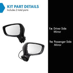 TRQ Driver & Passenger Side Power Mirror Set Smooth Black with Turn Signal Blind Spot Indicator Compatible with 2017-2018 Maz
