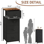 Somdot Dresser for Bedroom with 4 Drawers, Storage Organizer Chest of Drawers with Removable Fabric Bins for Closet Bedside L
