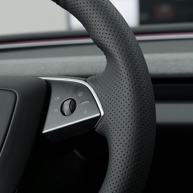 MEWANT DIY Stitching Steering Wheel Cover Wrap for Tesla Model 3 Highland 2023-2025/Model Y 2025 Accessories