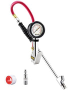 ATsafepro Tire Inflator with Gauge, 10-160 PSI, 12-Inch Extended Straight Air Chuck with Pressure Gauge for Dual Wheels, 1/4 NFT & Quick Plug, Tire Pressure Checker for Trucks, RVs, Trailers