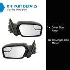 TRQ Power Heated Textured Black Side Mirror Set w/Puddle Light Driver & Passenger Compatible with 2011-2012 Ford Fusion, 2011