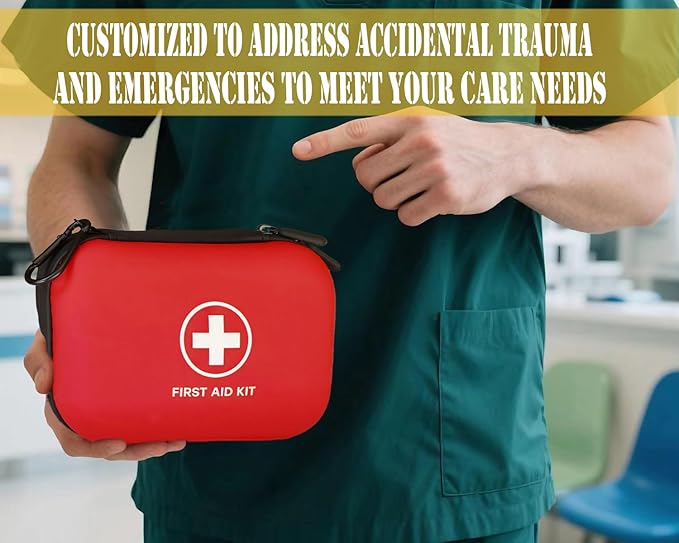 First Aid Kit 196 Piece Waterproof Hard Shell Portable Medical Kit for Home, Camping, Cars, Hiking, Travel, Outdoor, Adventur