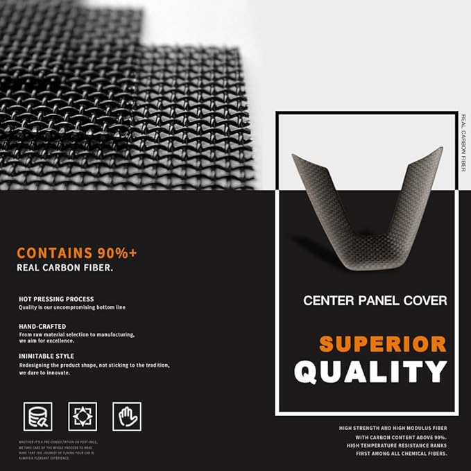 JSWAN Carbon Fiber Steering Wheel Panel Cover Fit for Tesla Refreshed Model 3 Highland Performance (2024+) Model Y Juniper (2025+) Steering Wheel Frame Trim Cover Accessories (Matte Plain Weave)