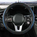 Car Steering Wheel Cover, Leather Steering Wheel Cover Blue Universal 14.5-15 Inch Microfiber Leather Anti-Slip Breathable Au