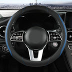 Car Steering Wheel Cover, Leather Steering Wheel Cover Blue Universal 14.5-15 Inch Microfiber Leather Anti-Slip Breathable Au
