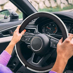 Diamond Leather Steering Wheel Cover with Bling Bling Crystal Rhinestones,Large-Size of 15 1/2 inches-16 inches Black
