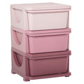 Qaba 3 Tier Kids Storage Unit, 3 Drawer Chest Toy Organizer Plastic Bins for Kids Bedroom Nursery Kindergarten Living Room fo