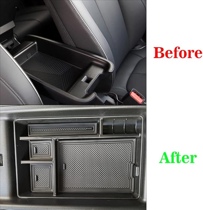 BestEvMod for Ioniq5 Armrest Storage Box Center Console Organizer Tray Interior Accessories with Rubber Black Trim Compatible with Hyundai Ioniq 5 2022-2026 Accessories(V1)