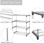 Small Shoe Rack, Narrow Stackable Shoe Shelf Organizer for Entryway, Doorway and Bedroom Closet (4-Tier, Black)