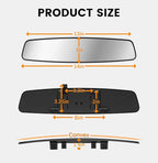 Rear View Mirror, 14 Inch Chrome Anti-glare Panoramic Rear Mirrors Universal Convex Car Interior Clip on Extra Big Wide Angle Rearview Mirror Extender to Reduce Blind Spot for Car SUV Trucks
