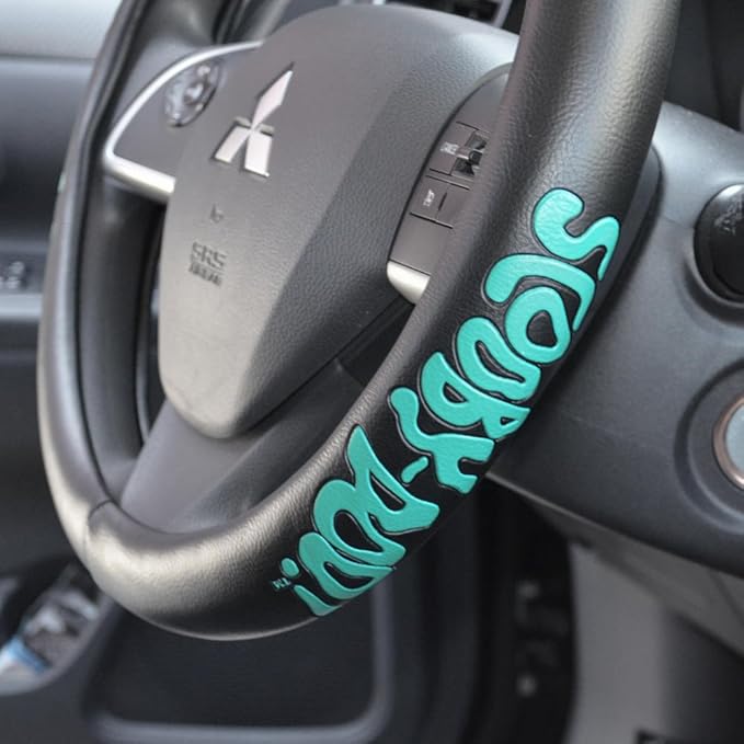 BDK Warner Brothers Scooby Doo Car Steering Wheel Cover - Non-Slip Ergonomic Grip Lining - Durable Faux Leather Steering Wheel Cover - Easy Installation 14.5-15.5 in Diameter Car Accessories (Black)