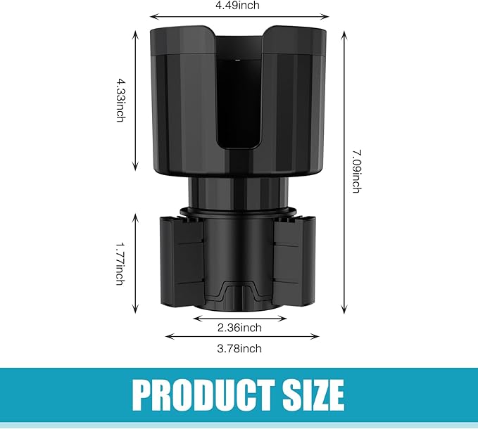 Car Cup Holder Extender, Drink Holder Extender with Extendable Base, Multifunction 360-degree Rotating Water Bottle Adapter, Suitable for Cars Trucks RVs (Black)