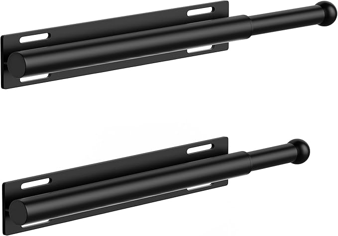 2 Pack Valet Rod for Closet Retractable, 13.4"-23.2" Pull Out Clothes Hanger Rail, Heavy Duty Alloy Steel Side Mount Wardrobe