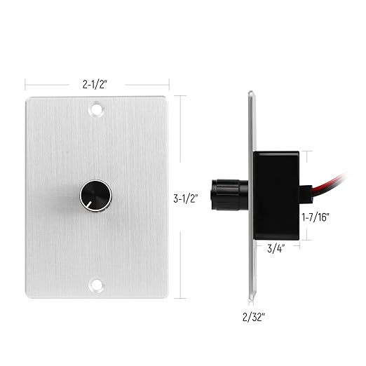12 Volt PWM LED Dimmer Switch 15A 180W, Push On/Off, Rotary Knob Dimming,12V/24V Light Dimmer for RV Boat Truck Camper Van Trailer Light Fixture, LED Strip Lights (High Side, Silver Panel)