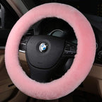 OGLAND Natural Fur Wool Sheepskin car Steering Wheel Cover,Protector for Universal Steering Wheel 15 Inchs, Anti-Slip,Comfort