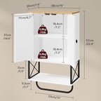 MAHANCRIS Bathroom Wall Cabinet with 2 Door and Adjustable Shelf, Medicine Cabinet with Towel Rack, 3-Tier Wall Mounted Stora