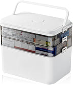 3-Tier Medicine Organizer & Portable Medicine Cabinet - Multifunctional Medical Case with Handle & Snap Locks, Removable 6-Co