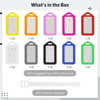 200 Pcs Luggage Tags, 3.3×2" Plastic Luggage Tags with Name ID Card Inserts & Lanyards, Personalized Luggage Labels, Airplane