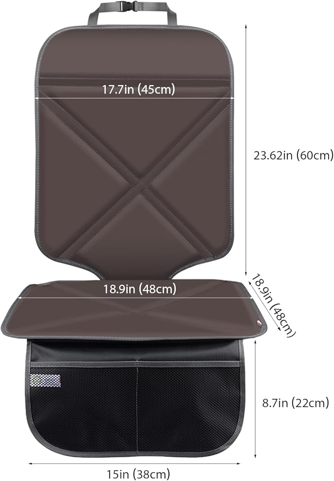 Car Seat Protector Leather Waterproof Child Safety Seat Protector Cover with Thick Pad and 2 Large Pockets Durable Kick Mat f