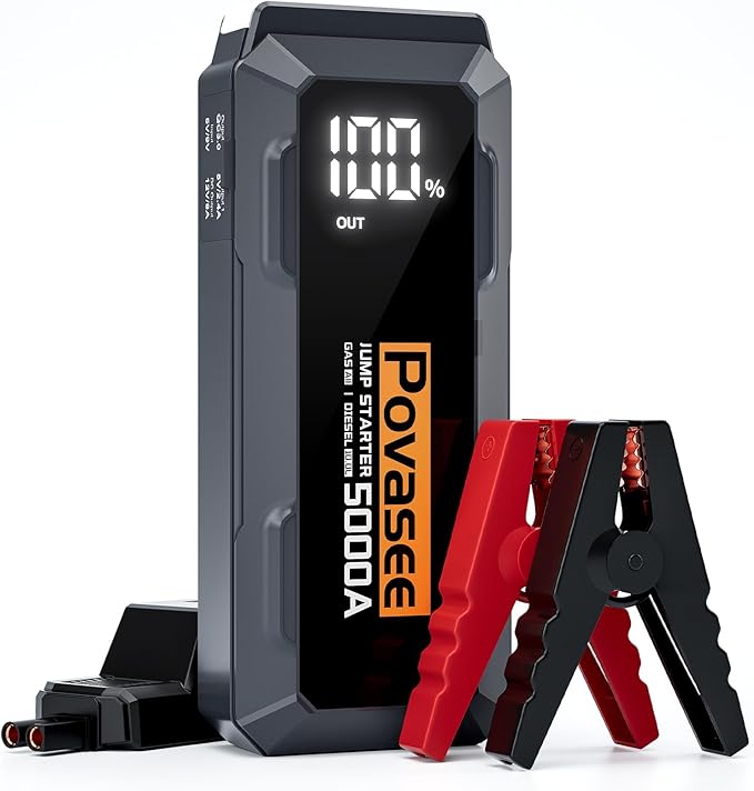 5000A Jump Starter Povasee A40 Car BatteryJump Starter, 12V Jump Box for Car Up to All Gas or 10L Diesel Engine Battery