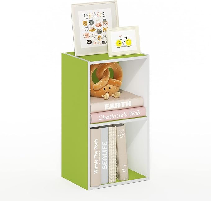 Furinno PASIR Book Shelf, 2-Tier Modern Bookshelf, Open Shelves Bookcase 9 x 12 x 21, Easy Assembly, for Living Room, Bedroom