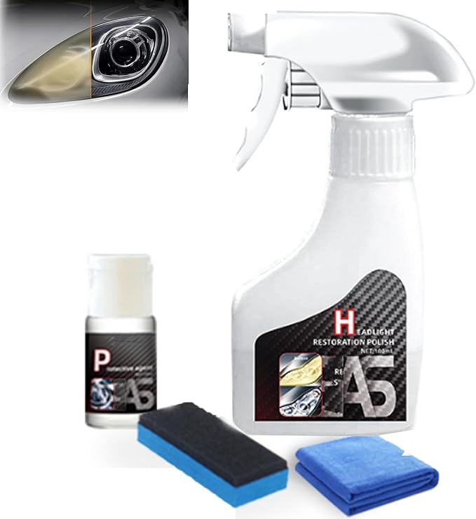 Q4 Headlight Restoration Kit,Headlight Cleaner, Automotive Headlamp Restoration Fluid,Yellowed Automotive Headlamps,Blurring 