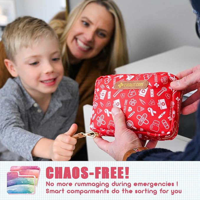 EVERLIT Care Rescue Pack | Family-Friendly First Aid Kit for Kids with 200 Pcs Medical Supplies | Travel-Friendly Compact Sto