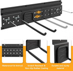 Garage Tool Storage Organizer Wall Mount, Heavy Duty Metal Garden Tool Rack Kit, 48inch Tracks with 16 Hooks for Shovel, Broo