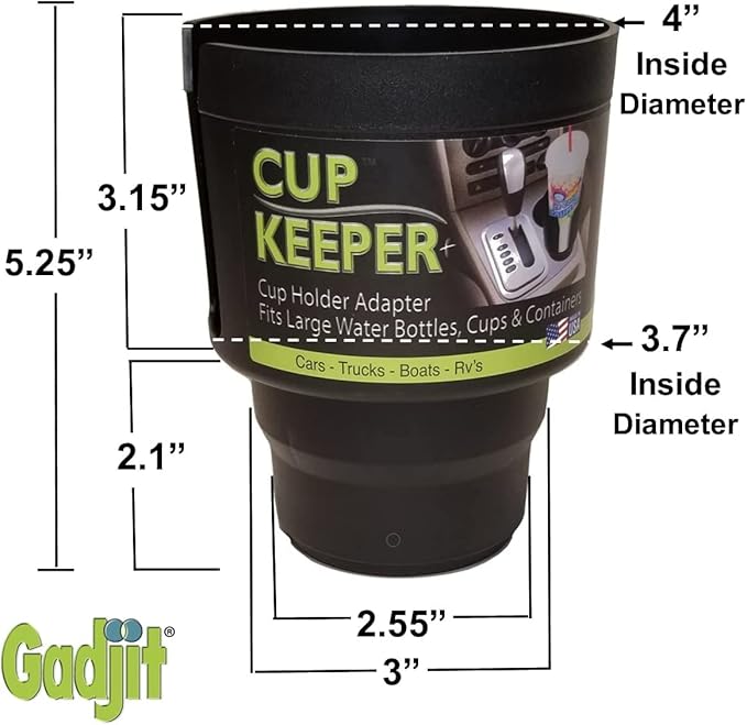 Cup Keeper Plus Car Cup Holder Adapter Expands to Hold Larger Beverage Containers up to 3.7" Diameter- Fits 32 oz Hydro Flask