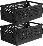 Tixill 2-Pack Mini Foldable Plastic Storage Box Mini Plastic Baskets for Organizing and Storage for Home Kitchen Bedroom Bath