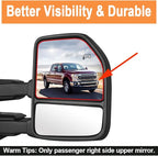 Senzeal Passenger Side Heated Upper Mirror Glass Replacement for Ford F150 2015-2020 Ford F250 F350 F450 F550 2017-2022 Tow Mirror FL3Z17K707G (Right Side)