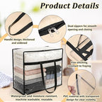 12pcs Clear Storage Bags 40L Large Plastic Blanket Storage with Zipper and Handle Closet Organizers Containers Foldable Movin