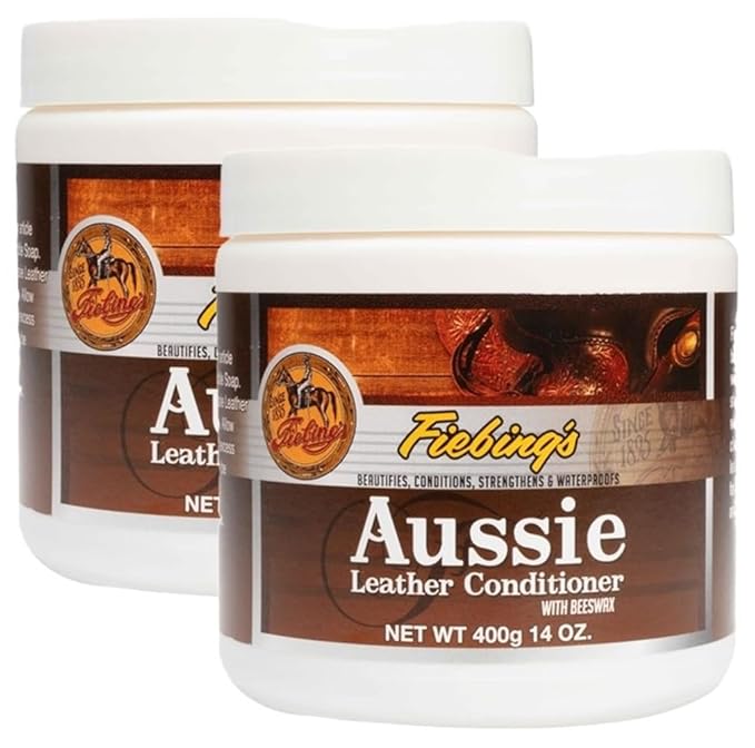 Fiebing's Aussie Leather Conditioner 2-Pack (14 oz) - Contains Beeswax to Withstand Hot Conditions - Preserve, Moisturize, St